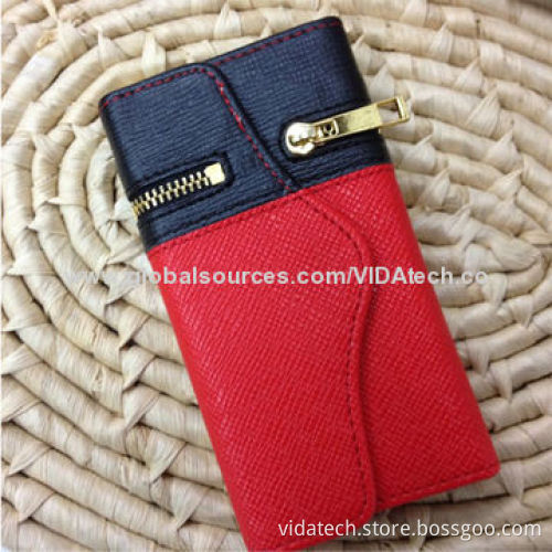 Leather Pouch Case with Zipper, for iPhone 5/5S, Factory